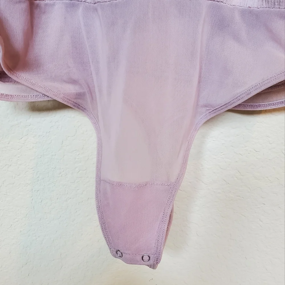 Free People Perfect Catch Lavender Pink Cotton Billowy Bodysuit.  Size Medium - Picture 4 of 10